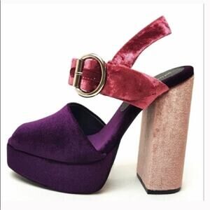Jeffrey Campbell Purple Pink Velvet Mitra Platform Heels